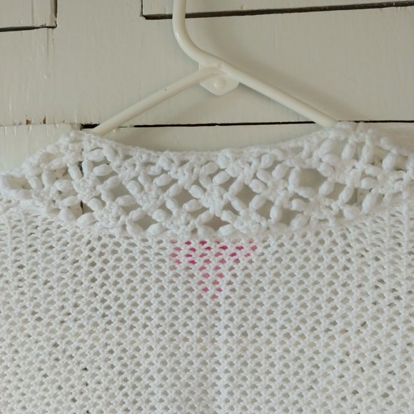 Lilly Pulitzer Long Sleeve Loose Knit Crochet V-neck Sweater White SZ S - Picture 7 of 10